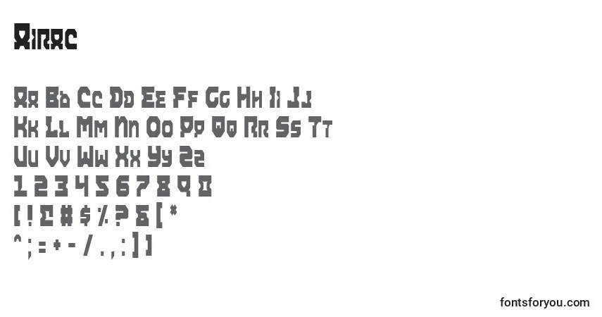 Czcionka Airac – alfabet, cyfry, specjalne znaki