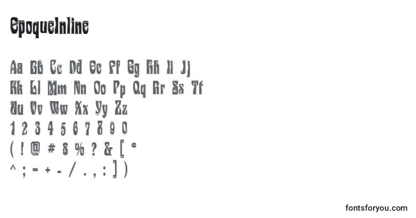 Шрифт EpoqueInline – алфавит, цифры, специальные символы