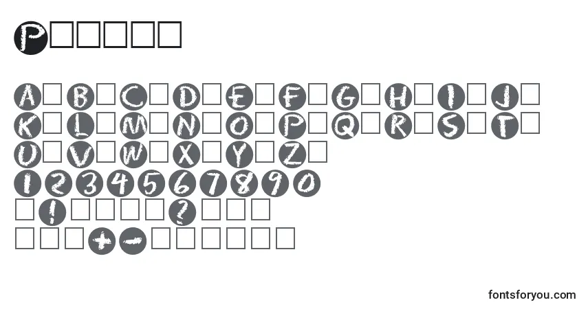Czcionka Postit – alfabet, cyfry, specjalne znaki