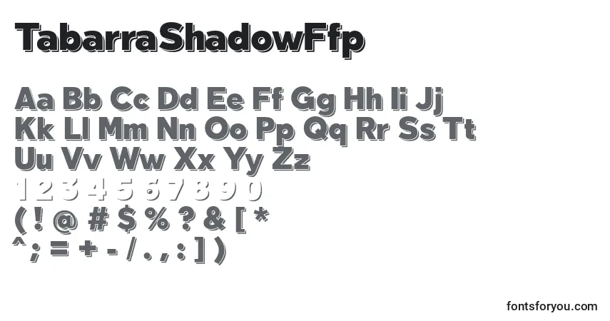 Шрифт TabarraShadowFfp – алфавит, цифры, специальные символы