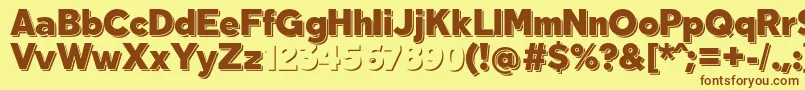 フォントTabarraShadowFfp – 茶色の文字が黄色の背景にあります。