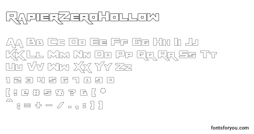RapierZeroHollow-fontti – aakkoset, numerot, erikoismerkit