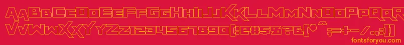 RapierZeroHollow-Schriftart – Orangefarbene Schriften auf rotem Hintergrund