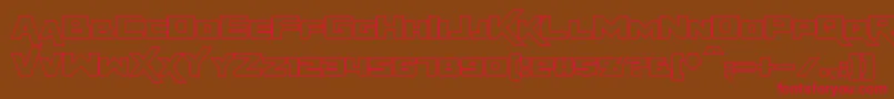 フォントRapierZeroHollow – 赤い文字が茶色の背景にあります。