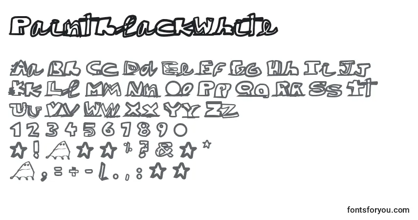 Czcionka PaintblackWhite – alfabet, cyfry, specjalne znaki