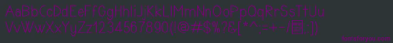 Czcionka TyponomeDemo – fioletowe czcionki na czarnym tle