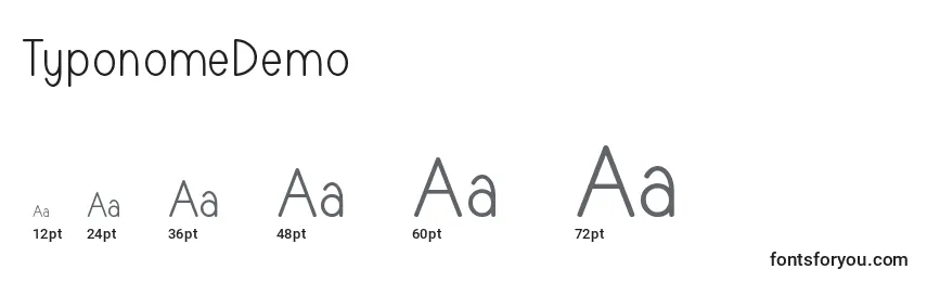 Größen der Schriftart TyponomeDemo