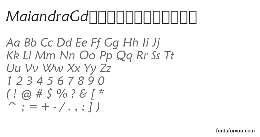 MaiandraGdРљСѓСЂСЃРёРІ Font – alphabet, numbers, special characters