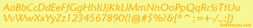 MaiandraGdРљСѓСЂСЃРёРІ-Schriftart – Orangefarbene Schriften auf gelbem Hintergrund