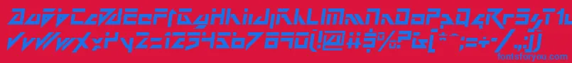フォントDarkFutureItalic – 赤い背景に青い文字