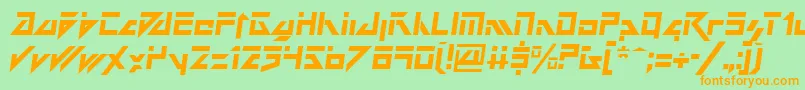 フォントDarkFutureItalic – オレンジの文字が緑の背景にあります。