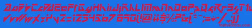 DarkFutureItalic Font – Red Fonts on Blue Background