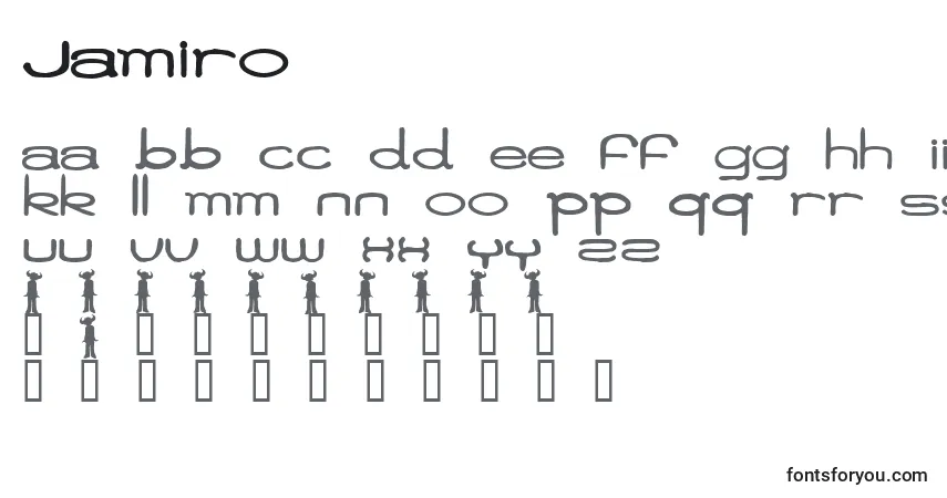 Шрифт Jamiro – алфавит, цифры, специальные символы