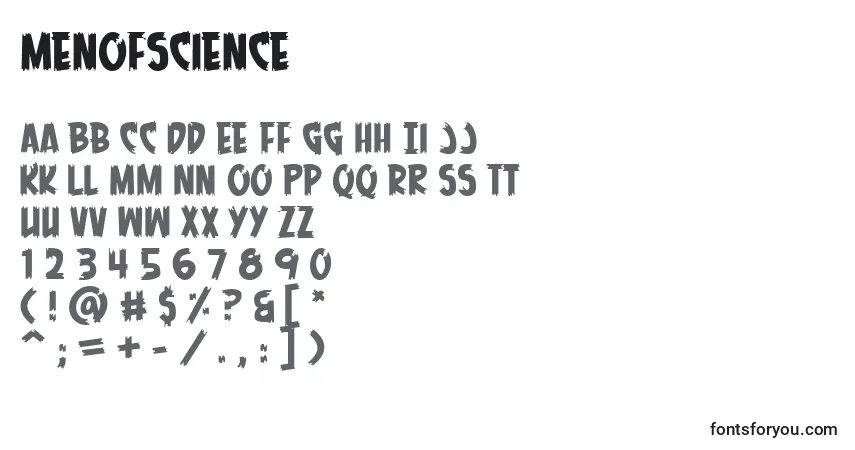 Schriftart MenOfScience – Alphabet, Zahlen, spezielle Symbole