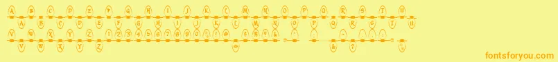Christmas Lights Indoor-Schriftart – Orangefarbene Schriften auf gelbem Hintergrund