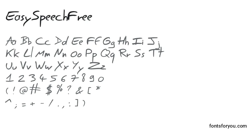 Czcionka EasySpeechFree (75576) – alfabet, cyfry, specjalne znaki