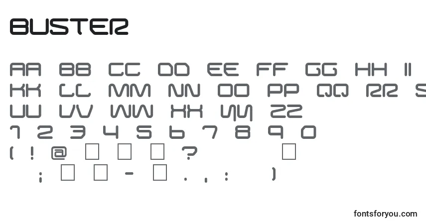 Schriftart Buster – Alphabet, Zahlen, spezielle Symbole