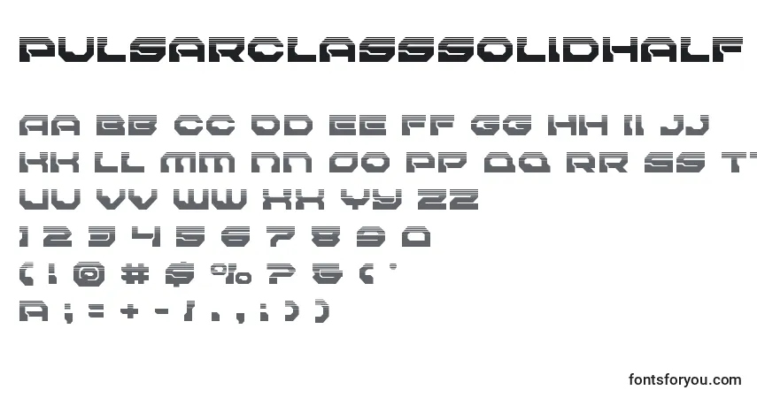 Шрифт Pulsarclasssolidhalf – алфавит, цифры, специальные символы