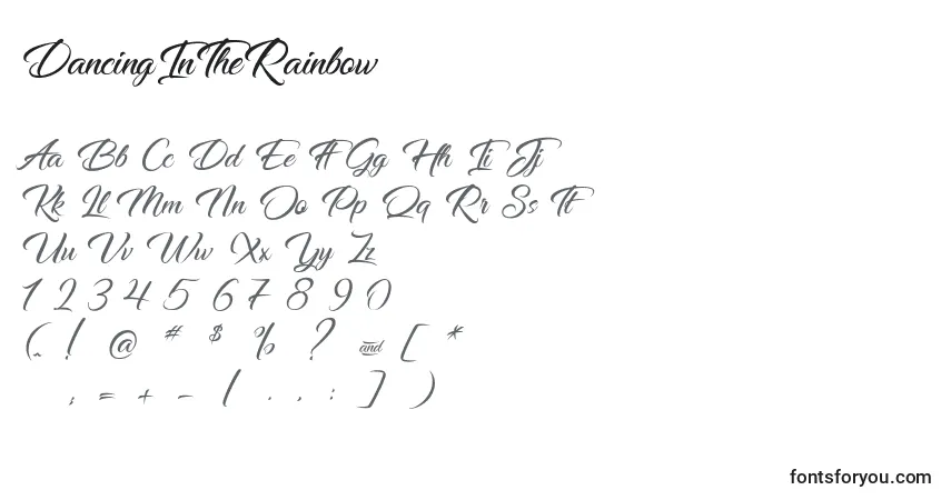 A fonte DancingInTheRainbow – alfabeto, números, caracteres especiais