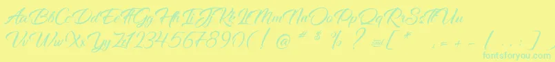 fuente DancingInTheRainbow – Fuentes Verdes Sobre Fondo Amarillo