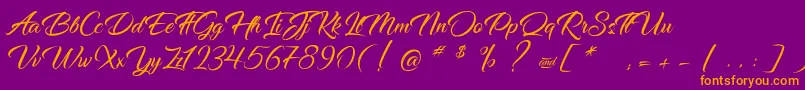 Fonte DancingInTheRainbow – fontes laranjas em um fundo violeta