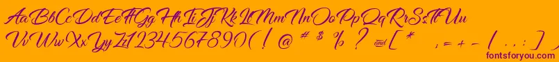 DancingInTheRainbow Font – Purple Fonts on Orange Background
