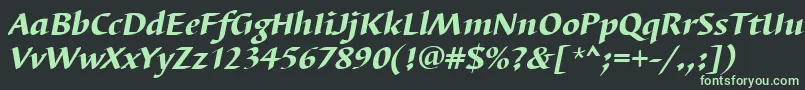 Шрифт BarbedortheaItalic – зелёные шрифты на чёрном фоне