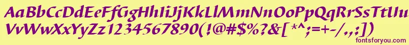 BarbedortheaItalic Font – Purple Fonts on Yellow Background