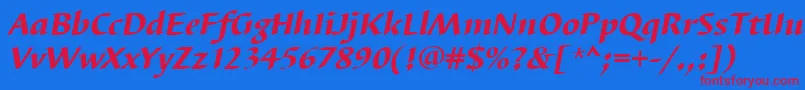 BarbedortheaItalic Font – Red Fonts on Blue Background