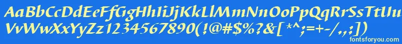 BarbedortheaItalic Font – Yellow Fonts on Blue Background