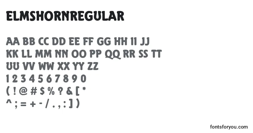 Шрифт ElmshornRegular – алфавит, цифры, специальные символы