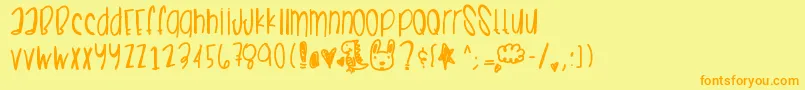 Weitere Informationen zur Summercrushes-Schriftart Summercrushes-Schriftart – Orangefarbene Schriften auf gelbem Hintergrund