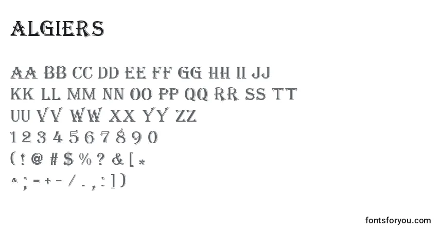 Schriftart Algiers – Alphabet, Zahlen, spezielle Symbole