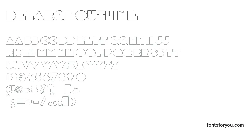 Czcionka Delargeoutline – alfabet, cyfry, specjalne znaki