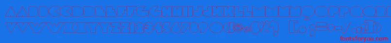 Delargeoutline-Schriftart – Rote Schriften auf blauem Hintergrund