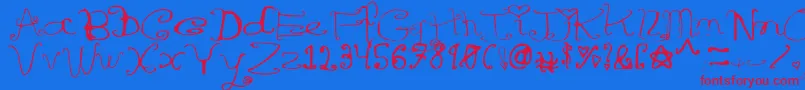 Riordonfancy-Schriftart – Rote Schriften auf blauem Hintergrund