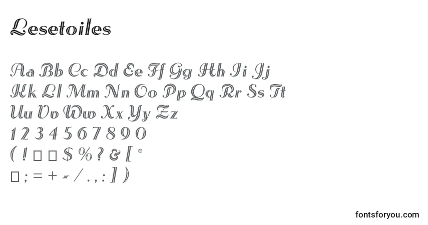 Lesetoilesフォント–アルファベット、数字、特殊文字