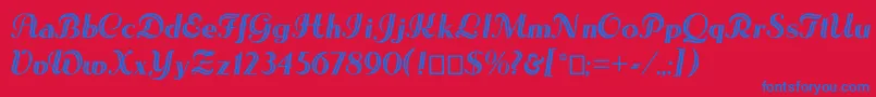 フォントLesetoiles – 赤い背景に青い文字