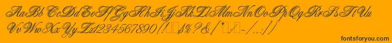 WeddingBlissEs-Schriftart – Schwarze Schriften auf orangefarbenem Hintergrund