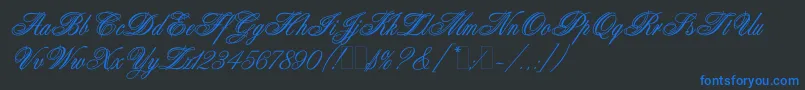 WeddingBlissEs Font – Blue Fonts on Black Background