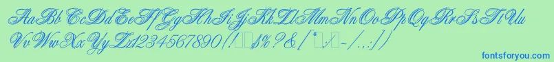 WeddingBlissEs Font – Blue Fonts on Green Background