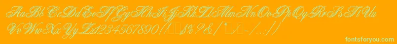 WeddingBlissEs Font – Green Fonts on Orange Background