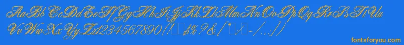 WeddingBlissEs Font – Orange Fonts on Blue Background
