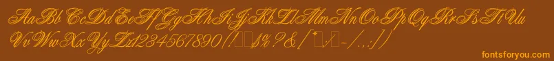 WeddingBlissEs Font – Orange Fonts on Brown Background