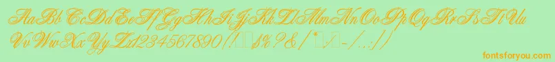 WeddingBlissEs Font – Orange Fonts on Green Background