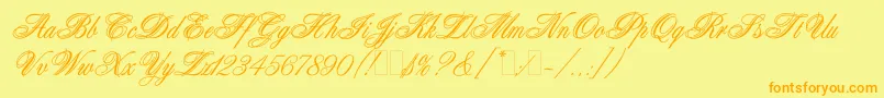WeddingBlissEs Font – Orange Fonts on Yellow Background