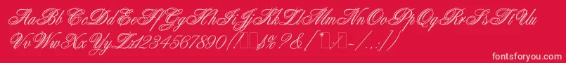 WeddingBlissEs Font – Pink Fonts on Red Background