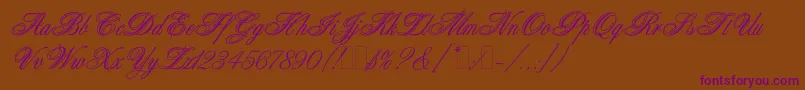WeddingBlissEs Font – Purple Fonts on Brown Background