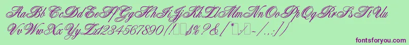 WeddingBlissEs Font – Purple Fonts on Green Background