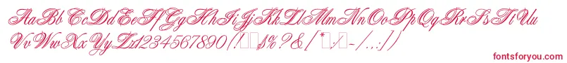 WeddingBlissEs-Schriftart – Rote Schriften auf weißem Hintergrund